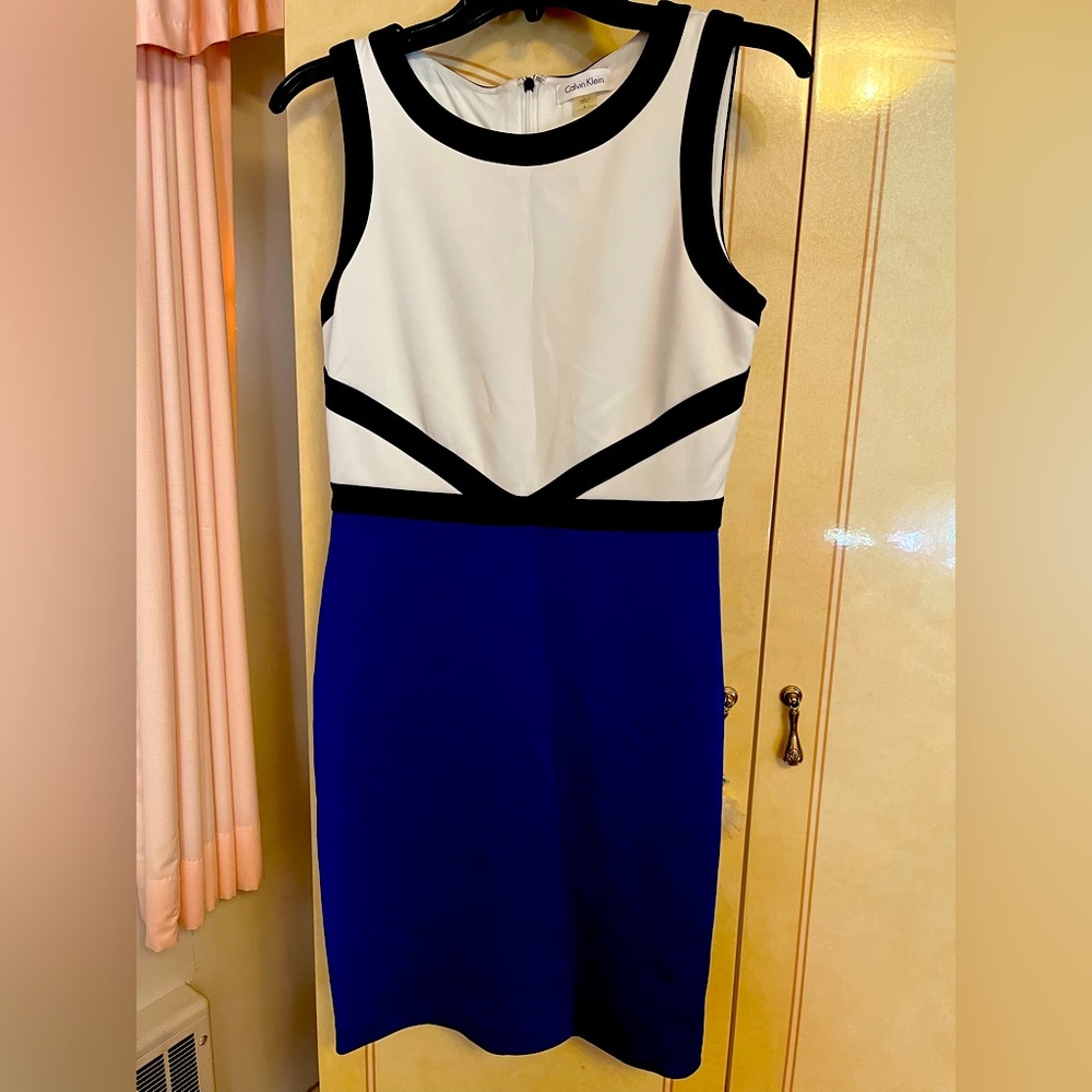 Beautiful Calvin Klein, dress, striking color combination size 6 form fitting!